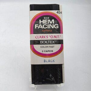 Clarks O.N.T. Boiltex Bias Hem Facing Taffeta 3 Yards Black Colorfast Sewing Tri